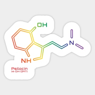 Psilocin Molecule - rainbow design Sticker